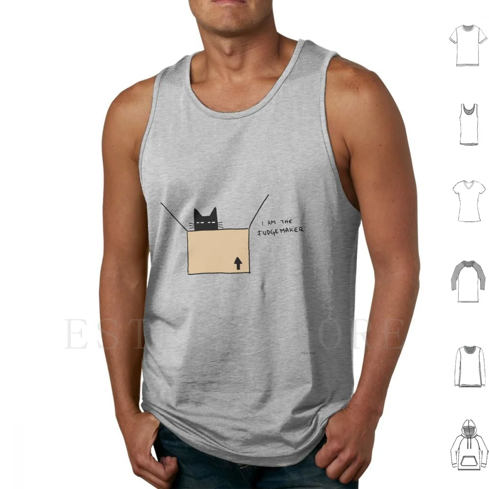 

Fudge Maker Tank Tops Vest Fudge Cat Box Weird Kitty Black Whiskers Suspicious Hand He Drew Humor