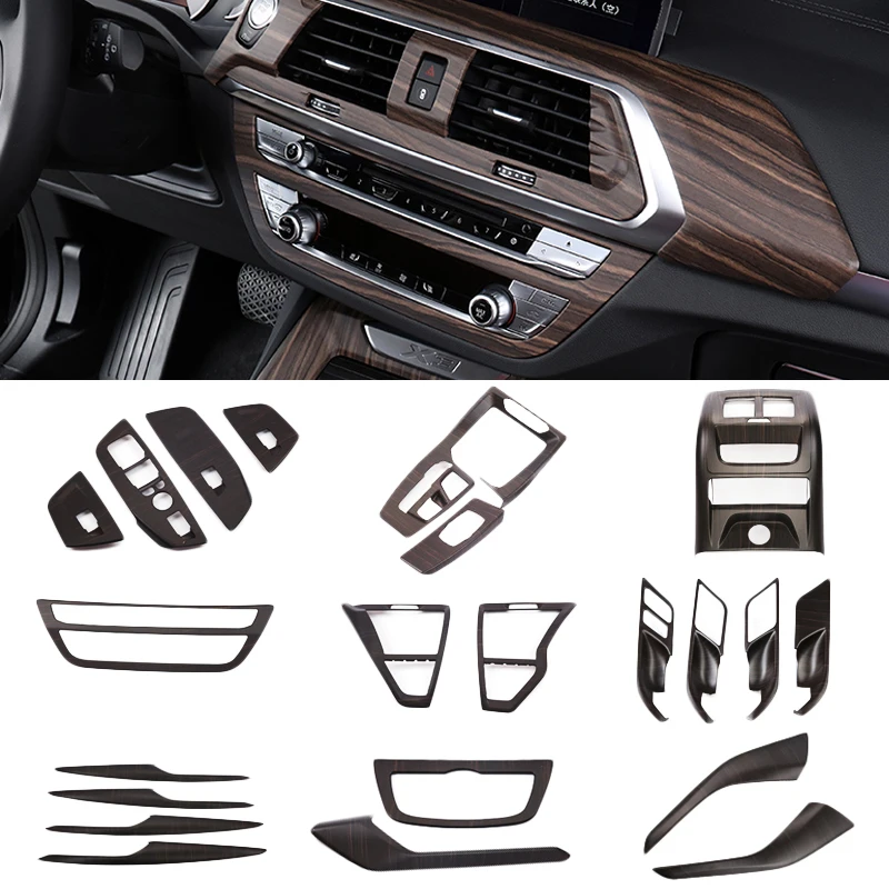 Car Interior Peach Wood For BMW X3 X4 G01 G02 Car Door Center Console Gear Film Central Air Conditioning Navigation Frame Trim