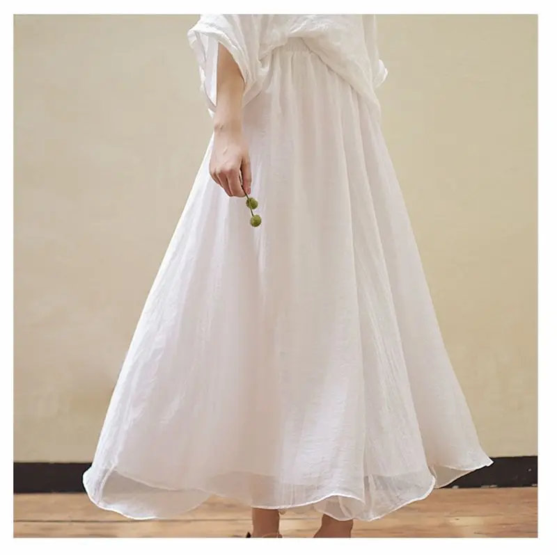 Women\'s Vintage Chinese Style Wide Leg Pants Female Casual Cotton Linen Loose High Waisted Pants Trousers 2024 Spring PA34