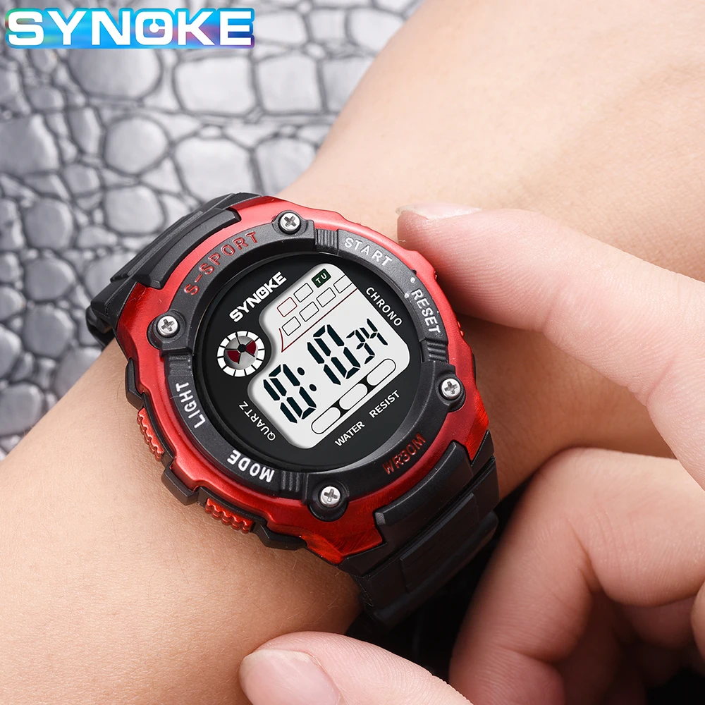 SYNOKE Brand Kids Electronic Watches Boy Digital Watch Girl Chronograph Alarm Clock LED Waterproof Children\'s Sport Wristwatch