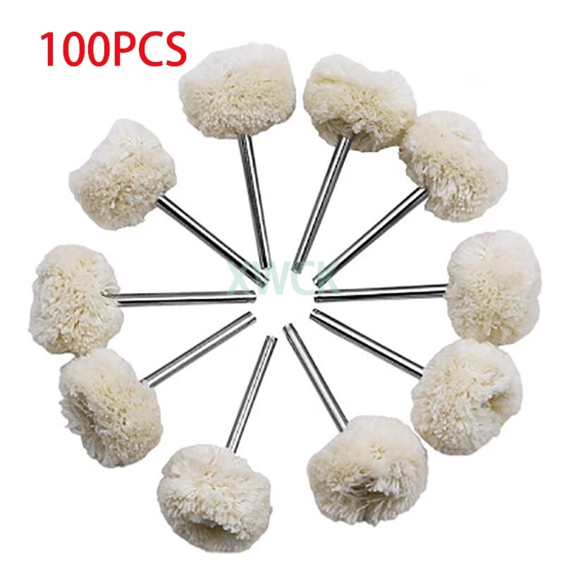 

100pc Dental Wool Polishing Brush dremel Fitting Polishing Grinding Buffing Wheel Grinding Wheel Drill Bit Rotary Accessory Tool