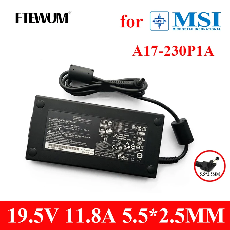 Oryginalny zasilacz do laptopa 19.5V 11.8A 5.5*2.5mm 230W ładowarka do MSI A12-230P1A A17-230P1A A230A012L GS65 GS75 STEALTH-248 P65
