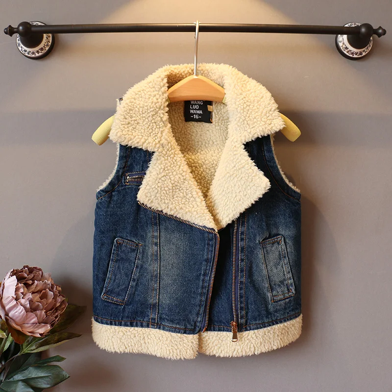 

Baby Kids Lamb Velvet Denim Vest Coat 2019 Fall & Winter New Children's Wear Overcoat Little Boys Leisure Waistcoat Clothes P260