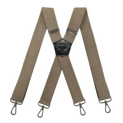 Men's Suspenders 3.8cm Wide X-Shape with 4 Swivel Snap Hooks Adjustable Elastic Biker Snowboard Trouser Braces Heavy Duty Work