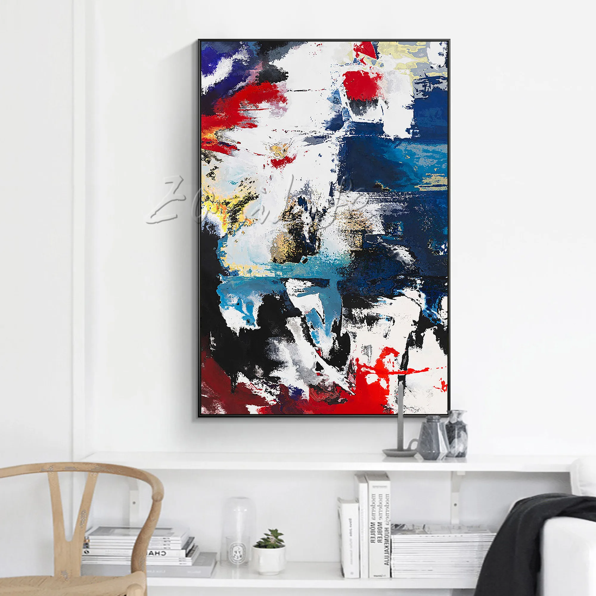 

Modern abstract blue white red oil painting on Canvas home decoration wall paper hand painted wall art Picture For Living Room