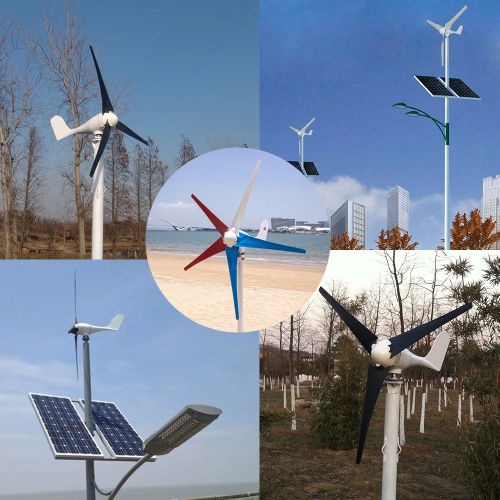 600W 12V 24V Wind Turbine Generator 3 5 Blades Residential AC Hawt Wind Mill with Free MPPT Controller Charging Indicator LED