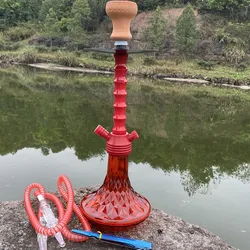 Heght:51cm Acrylic Shisha Hookah Set Single Hose Ceramics Bowl with Tray Chicha Nargile Water Pipe Accessories