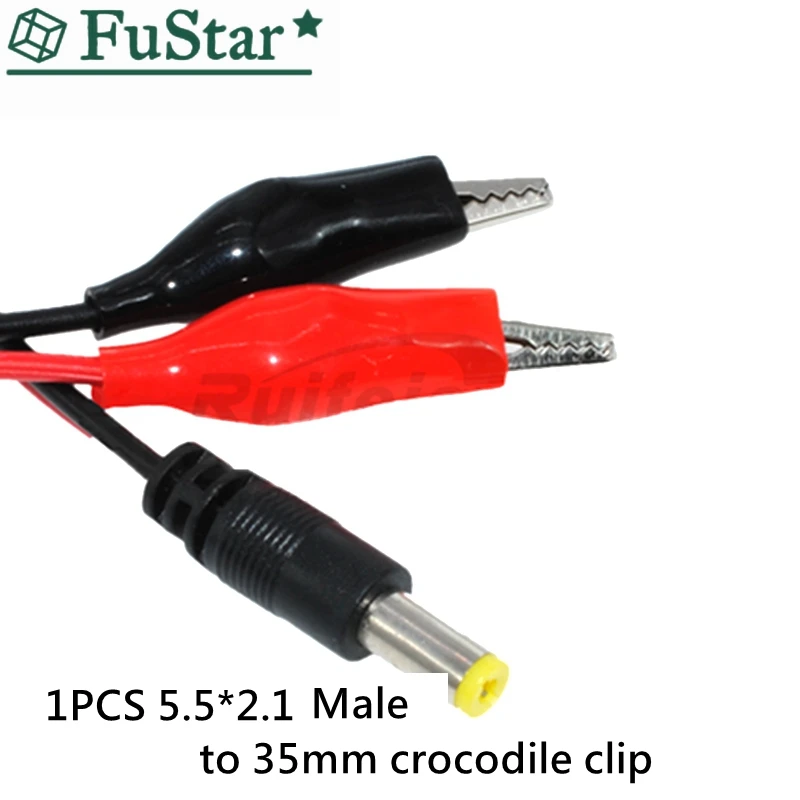 1PCS 2 Alligator Clip to 1 Male or Female DC Power Plug Connector Adapter 25CM Wire DC 5.5*2.1mm Clips Crocodile Test Leads HOT