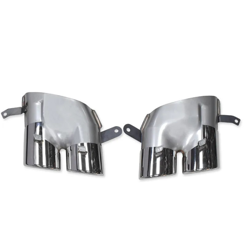 One Pair 304 Stainless Steel Silver Exhaust Pipe Muffler Tip For AUDI A6 A7 Update S6 S7 2016-2018 Rear Tail Throat Nozzles