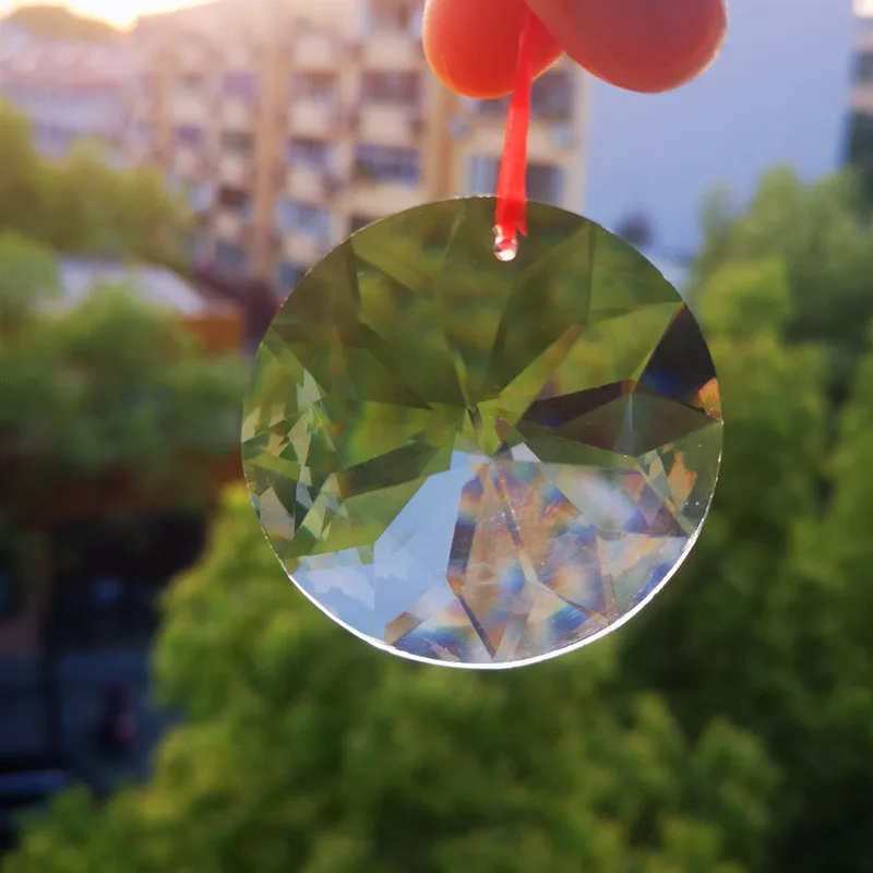 Nowy przezroczysty K9 kryształowy słonecznik wiszący Suncatcher Dia45mm szklany wielokolorowy wiązka dzielący optyczny eksperyment Instrument Ornament