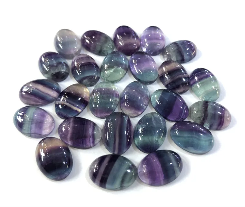 Genuine Rainbow Fluorite Cabochon Wholesale 13x18mm Oval Gemstone Beads CAB Loose Precious stone Ring face Pendant accessories