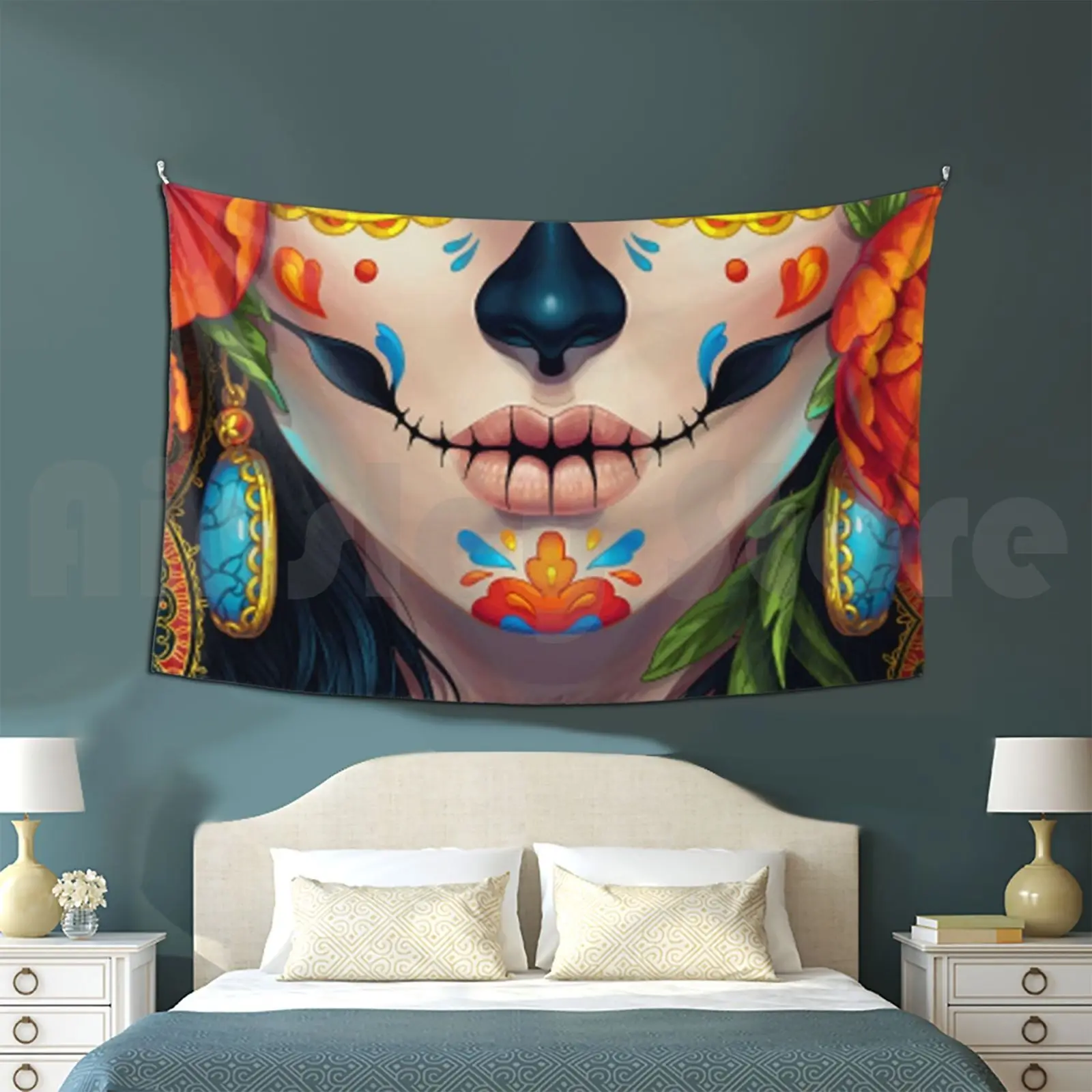 

Catrina Sugar Skull Customized Tapestry Sugar Skull Day Of The Dead Skull Dia De Los