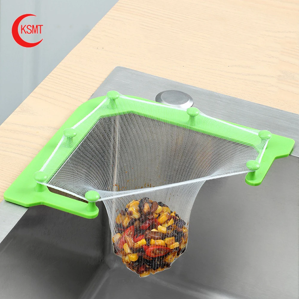 50pcs/100pcs Filter Bag Sink Strainer Garbage Pouch Net Mesh Kitchen Anti Clogging Supplies Sink Strainer With Drain Rack