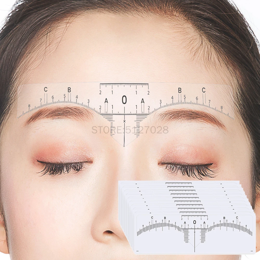 

100 Pieces Disposable Semi-Permanent Makeup Tattoo Auxiliary Design Microblading Eyebrow Positioning Ruler Sticker