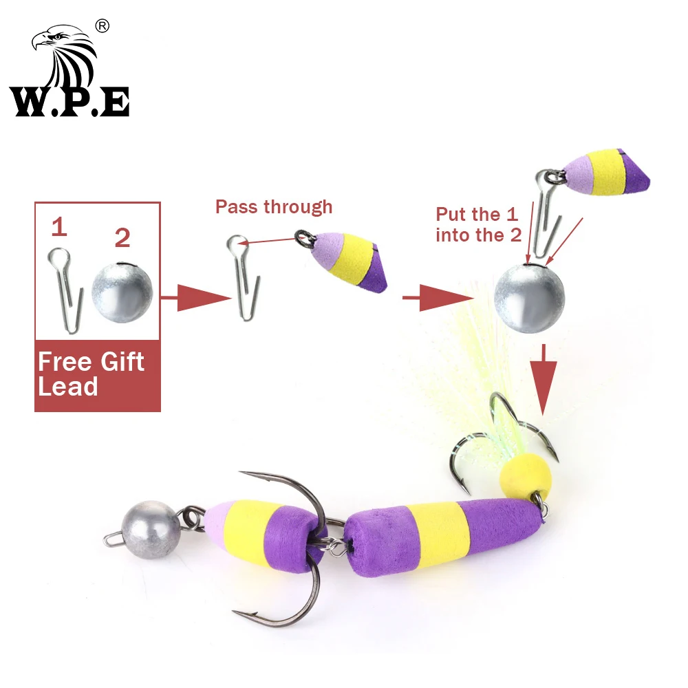 W.P.E Size L 4 pcs/lot Fishing Lure Swim bait Artificial Bait Wobbler Bass Lure Jig Soft Bait Minnow Floats with a free Lead