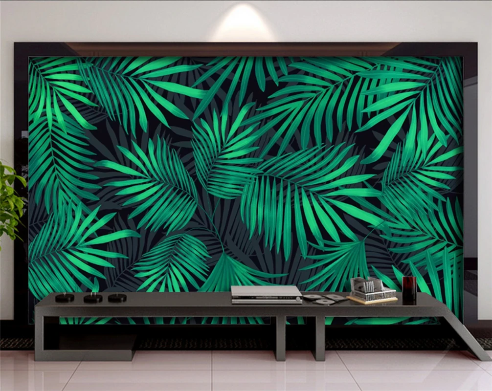 

Custom wallpaper European retro banana leaf rainforest TV background mural home decoration living room bedroom 3d wallpaper