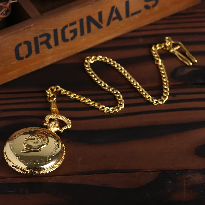 1040Unique Exquisite Gold Mao Zedong Chairman Mao Roman Dial Flip Women Men Collection Of China Pocket Watches