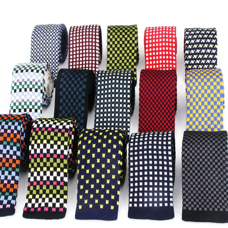 

Men Knitted Tie Knit Leisure Plaid Vintage Ties Fashion Skinny Narrow Slim Neck Ties For Men Casual Retro Woven Designer Cravat