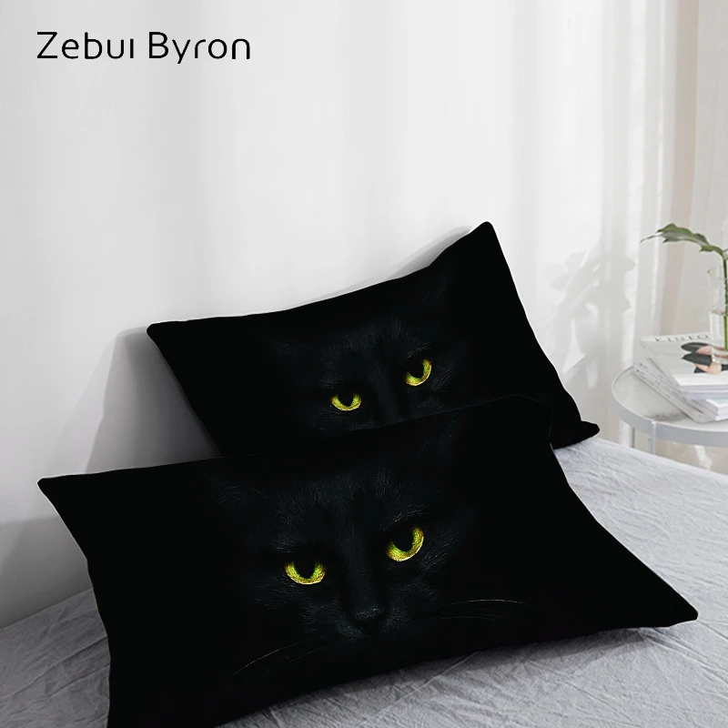 3D Pillow Case,Pillowcase Custom/50x70/50x75/50x80/70x70 Decorative Pillow Cover,Animal Black cat eyes Bedding,Drop Ship