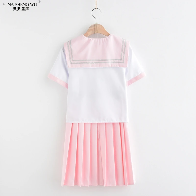 Sakura Light Pink Japanese School Uniform Skirt JK Uniform Class Uniforms Sailor Suit College Wind Suit Female Students Uniforms