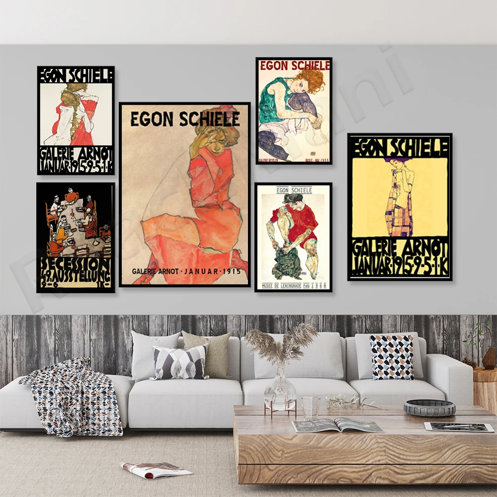 EGON SCHIELE poster 1915, Art Nouveau poster, German expressionism, 20th century art gallery poster canvas printing