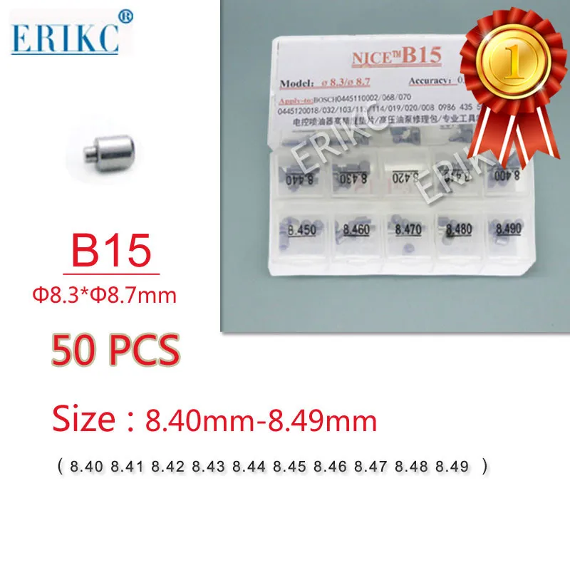 

50PCS ERIKC B15 Common Rail Injector Nozzle Adjusting Shims Auto Diesel Injection Gaskets Washer Size 8.40mm-8.49mm for injector