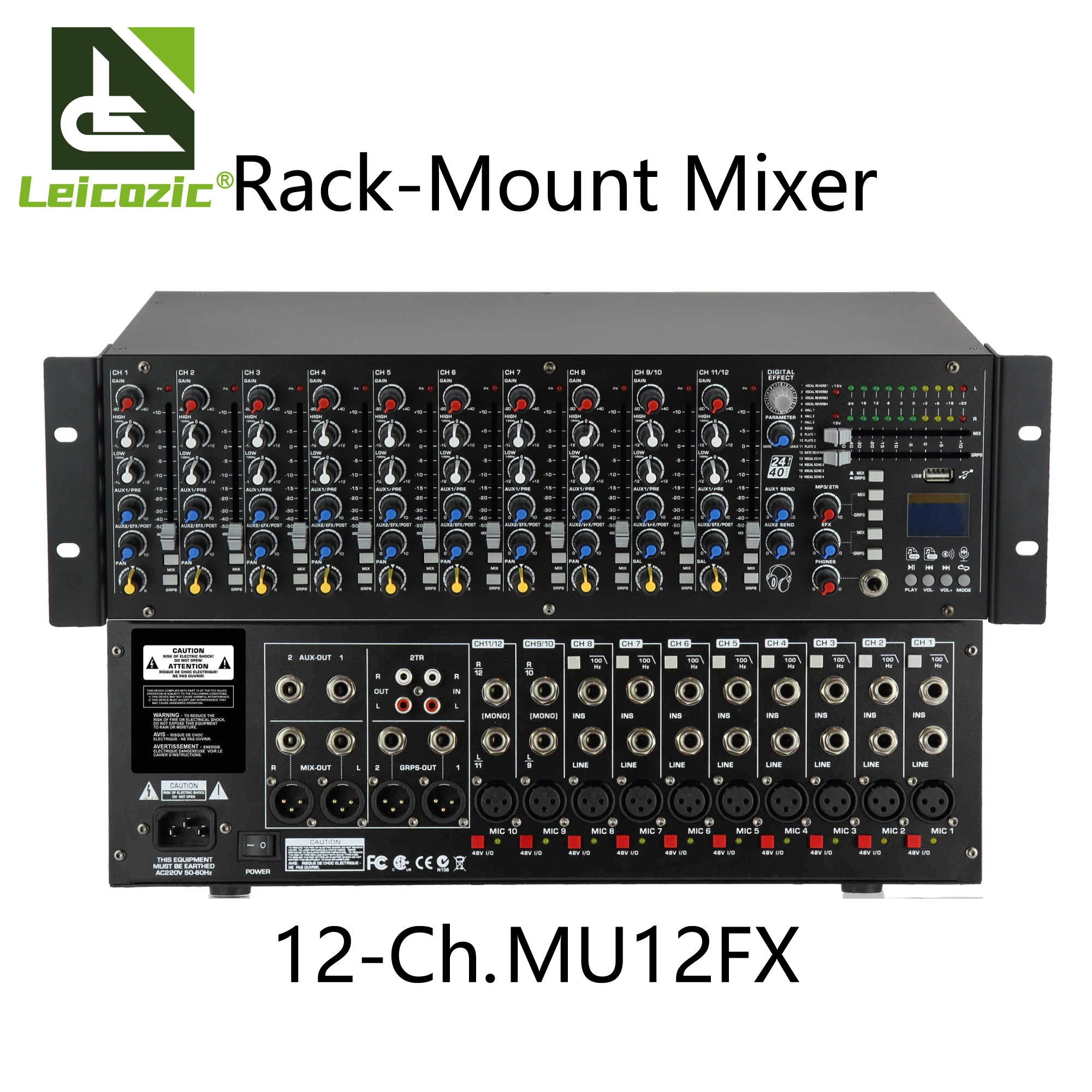 

Leicozic 12 Channel Mixer Console MU12FX Equipement Audio Pro Rack Mount Mixing Consola Mesa De Som 12 Canais Equipo De Sonido