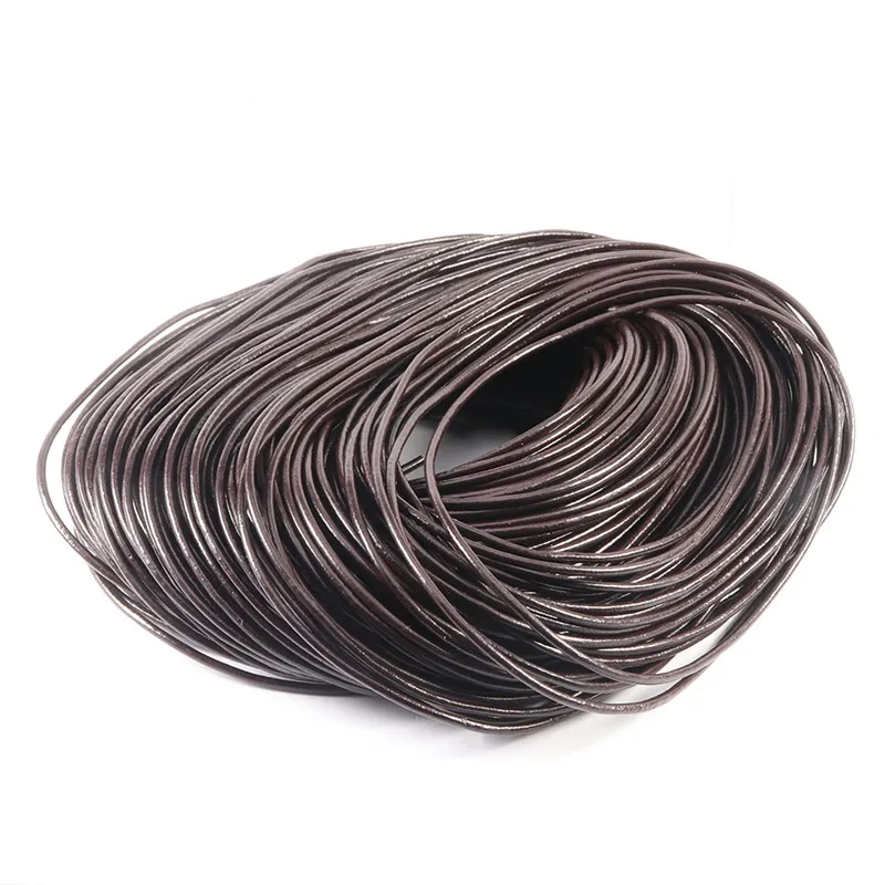 2–5 Yards, 100 % echtes Rindsleder, runde Tanga-Schnur, Lederschnur, Schnur, Seil für DIY-Halskette, Armband, DIY-Schmuckherstellung