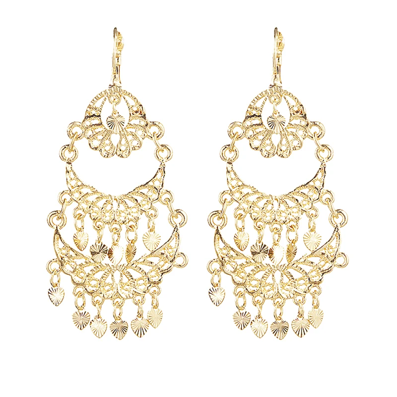 Algerian Abaya Wedding Jewelry Gold Plated Earrings For Girls Luxury Moon Shaped Women's Alloy Pendant Earrings Accessories image 3