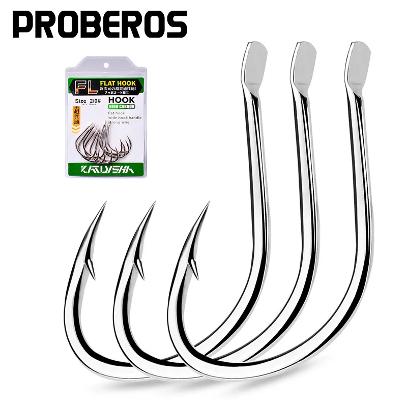 

PROBEROS 10Pcs Barbed Fishing Hooks1/0-5/0# Flatted Single Fishhooks High Carbon Steel Carp Hooks Set Accessories Tool Tackle