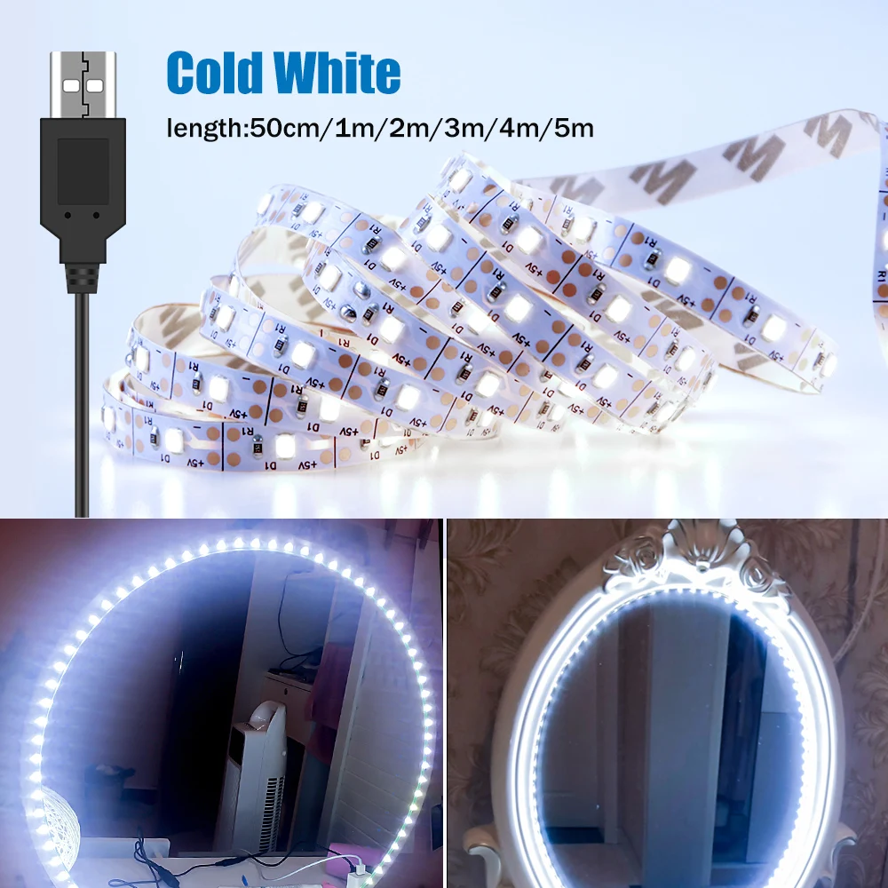 Makeup Mirror Lamp Tape LED Not Waterproof Light Strip Hollywood Vanity Light Bulb LED Dressing Table Wall Lamp Cosmetic Lampada