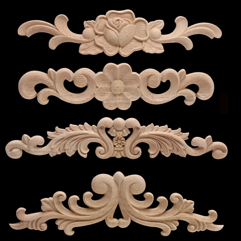 European Decal Door Heart Flower Spot Wholesale and Retail Wood Furniture Wood Carving Decorative Accessories Wood Decal Carved