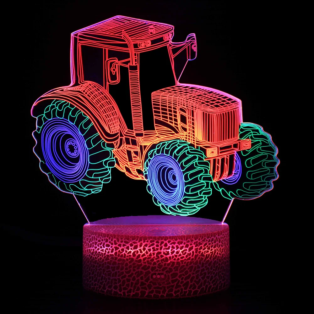 3D Car Acrylic Table Lamp Colourful LED Lights For Home Room Decor Touch Remote Control Timing Night Lights Holiday Gift