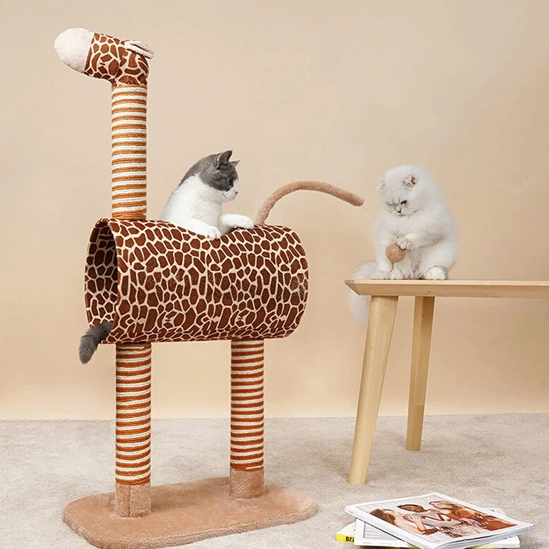 Imagem -03 - Gato Grande Arranhando Post Forma de Girafa Post de Sisal Quadro de Escalada Torre de Árvore Raspador Play House Móveis