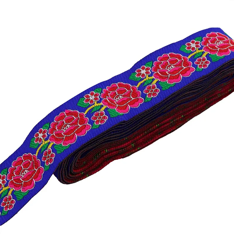 7 Yards 33mm nastri Jacquard ricamo etnico nastro di pizzo tessitura fiori motivo Trim vestiti accessori per tende tessuto di pizzo