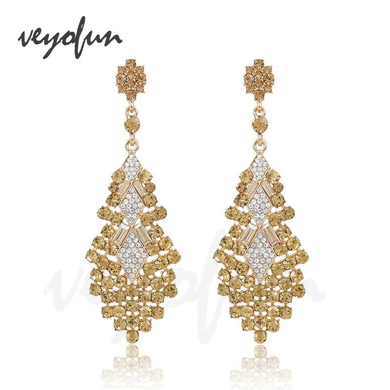 Veyofun Elegant Ethnic Full Rhinestone Drop Earrings Party Dangle Earrings For Women Fashion Jewelry Gift - Image 5
