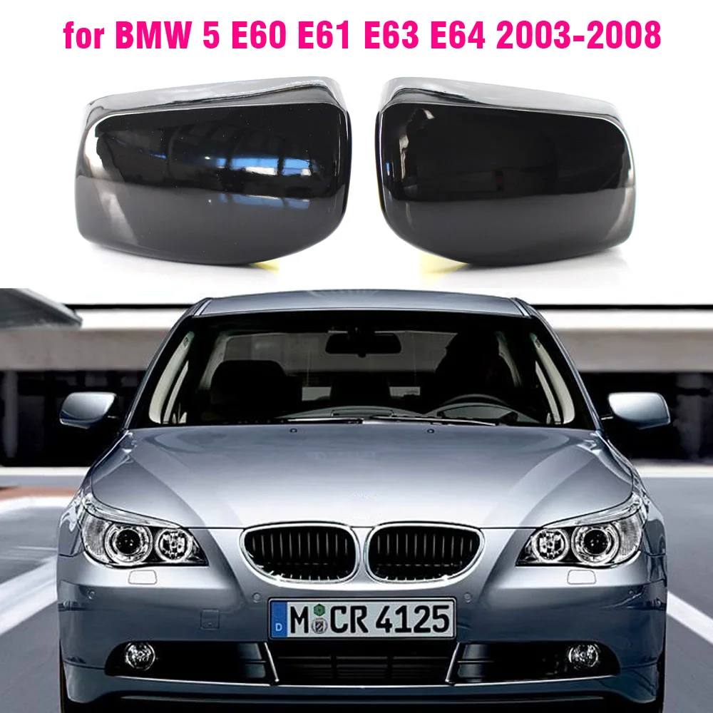 Carbon Fiber Bright black Side Rearview Mirror Cover For BMW 5 Series E60 E61 525i 528i 528xi 530i 530d