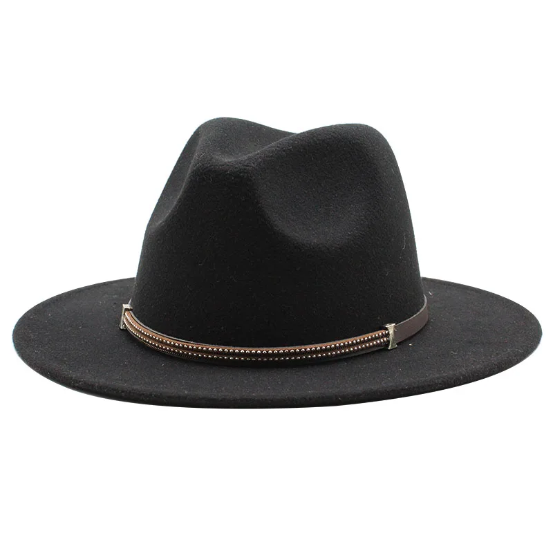 

Fedora Hat Hawkins Felt Cap Wide Brim Ladies Trilby Chapeu Feminino Hat Women Men Jazz Church Godfather Sombrero Caps