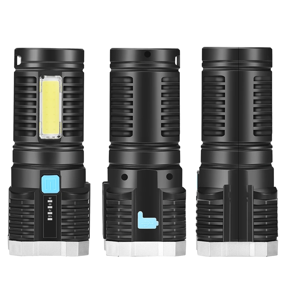 7*LED Lamp Bead Super Bright Led Flashlight Rechargeable Outdoor Multi-function Long-range Flashlight Battery Display COB Light