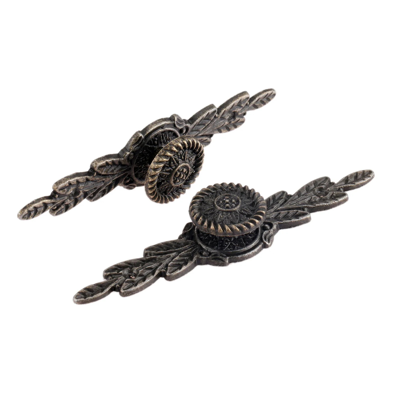 2Pcs Antique Bronze European Flower Furniture Knobs & Handles Kitchen Doors Drawer Wardrobe Cabinet Pulls Handle Wooden Box Knob