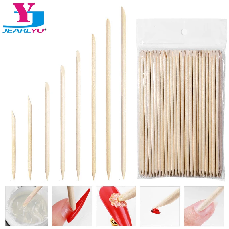 

100Pcs/Pack Different Sizes Orange Wood Sticks For Cuticle Pusher Nail Polish Remove Clean Pedicure Dotting Tool For Nail Design