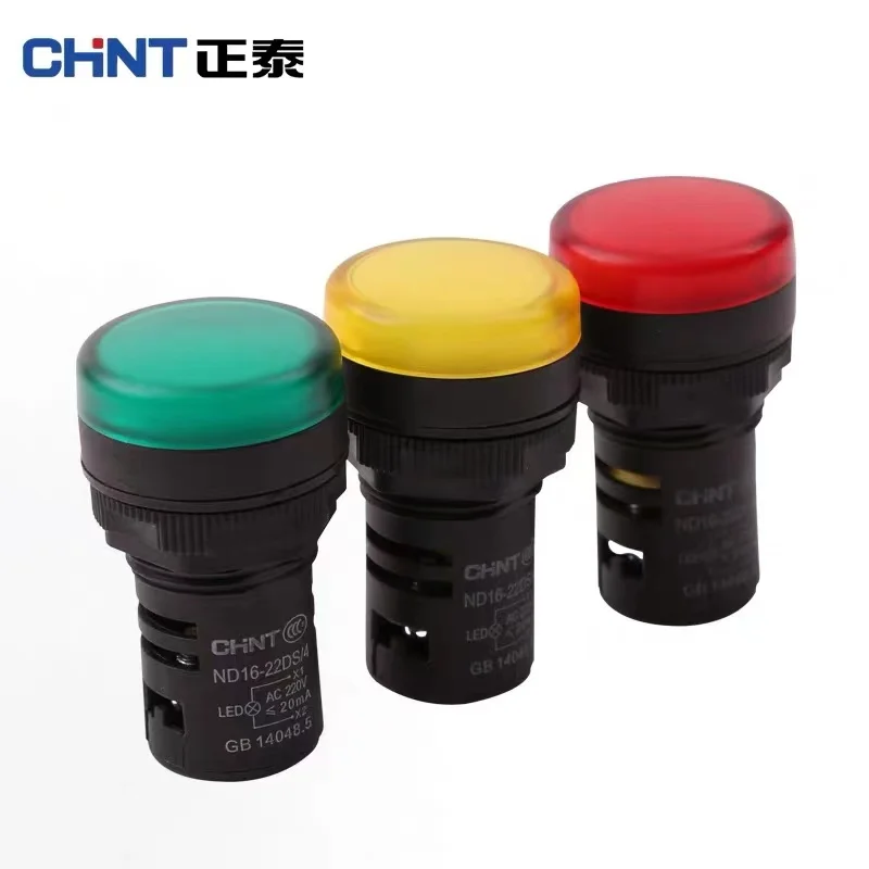 CHINT Indicator Light ND16-22DS AD16 ND16 Red Green Yellow White Blue Power LED Signal Lamp 220V 380V AC DC 24V 36V 12V