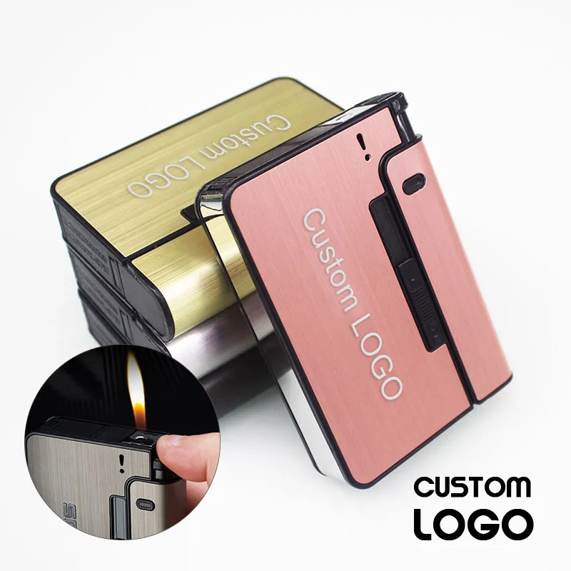 

Laser engrave Cigarette Case Customized Automatic Pop-up Cigarettes Box Cigarette Tobacco Storage Men Smoking Case Nice Gift