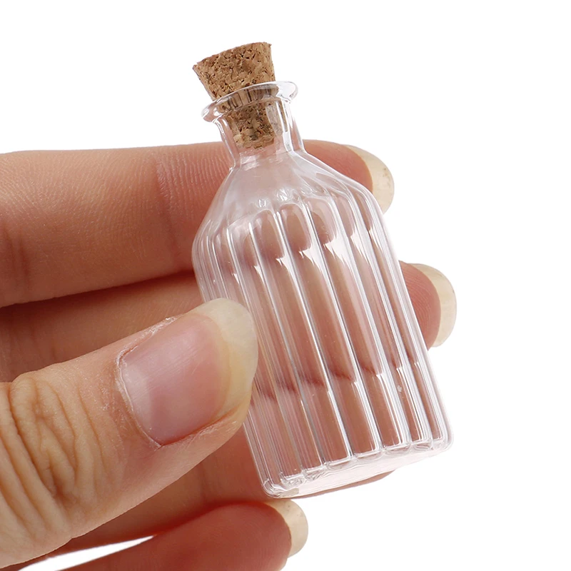 1:12 Dollhouse Miniature Glass Bottle Cork Cover Tiny Jar Vials Model Doll Toy For Dollhouse Decoration New