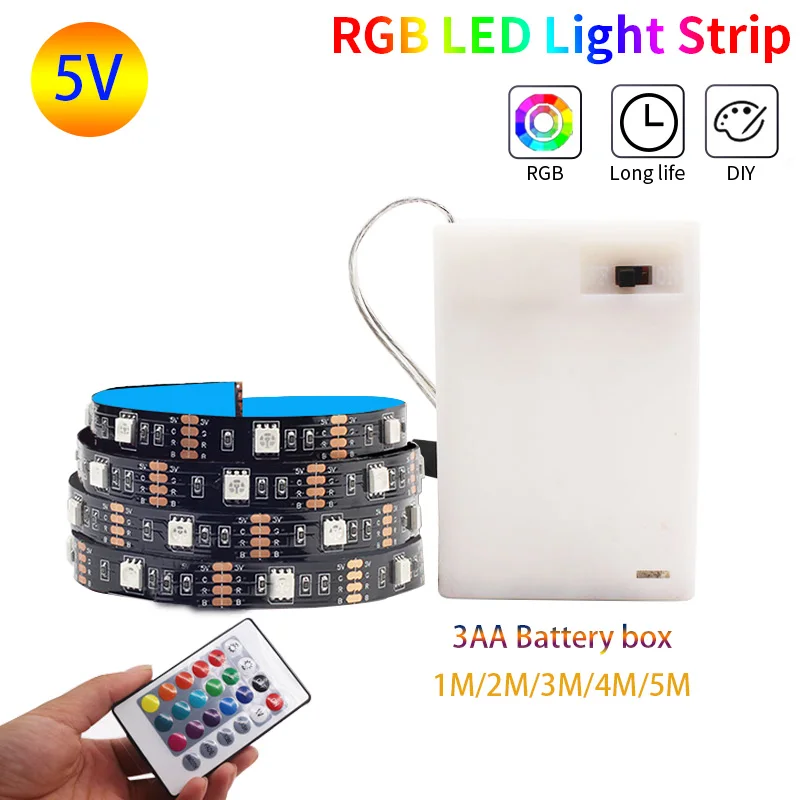 LED Strip battery Flexible RGB 5050 LED lights DC5V light led 1m 2m 3m 4m 5m led lights for room FestivalParty TV Room decor