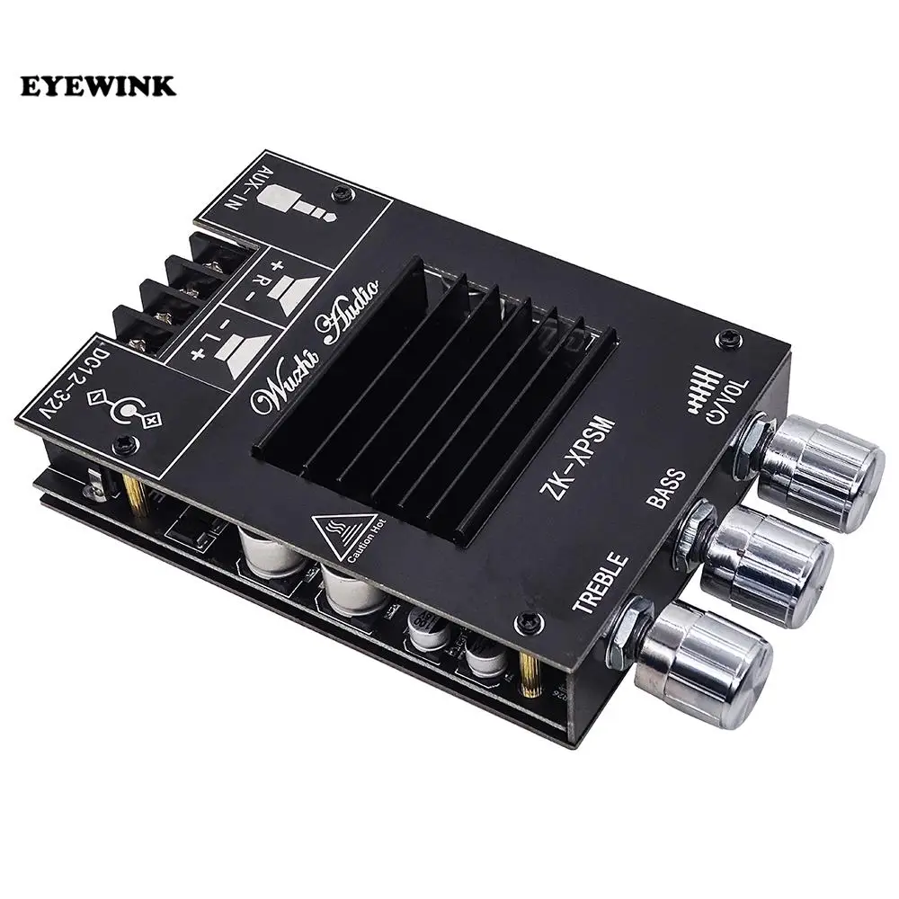 ZK-XPSM 150W * 2 high and low bass adjustment Bluetooth audio power amplifier board module dual channel tda7498E heat sink