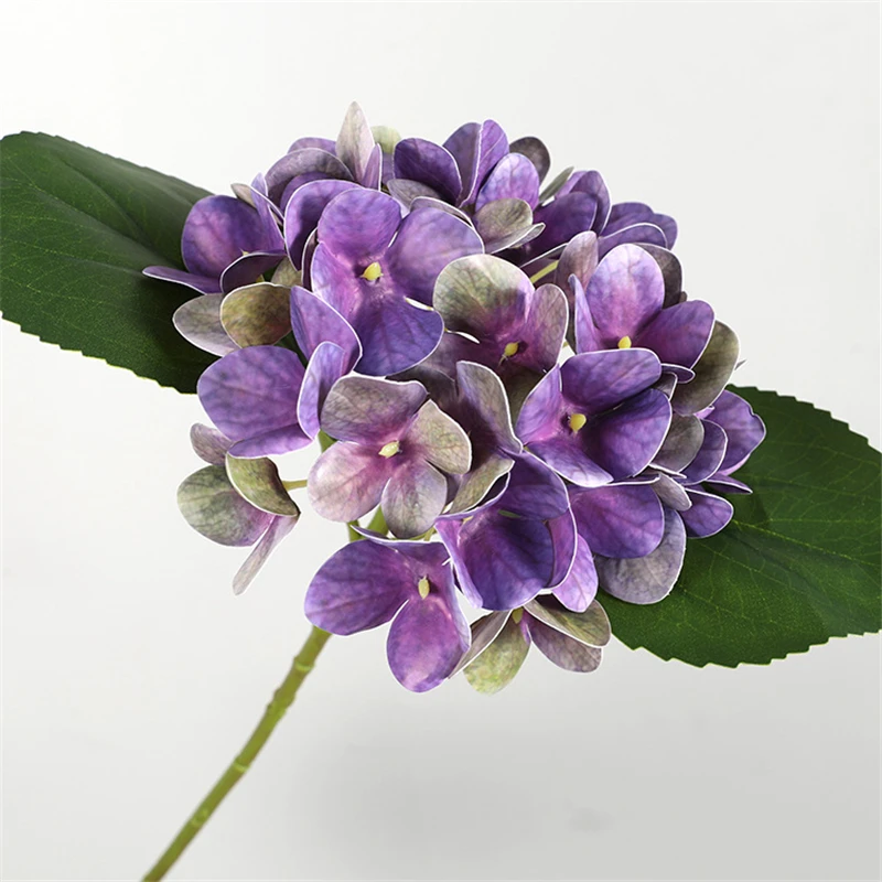 3D Hydrangea with leaves silk artificial flowers for home wedding decor ornaments fake plants flores