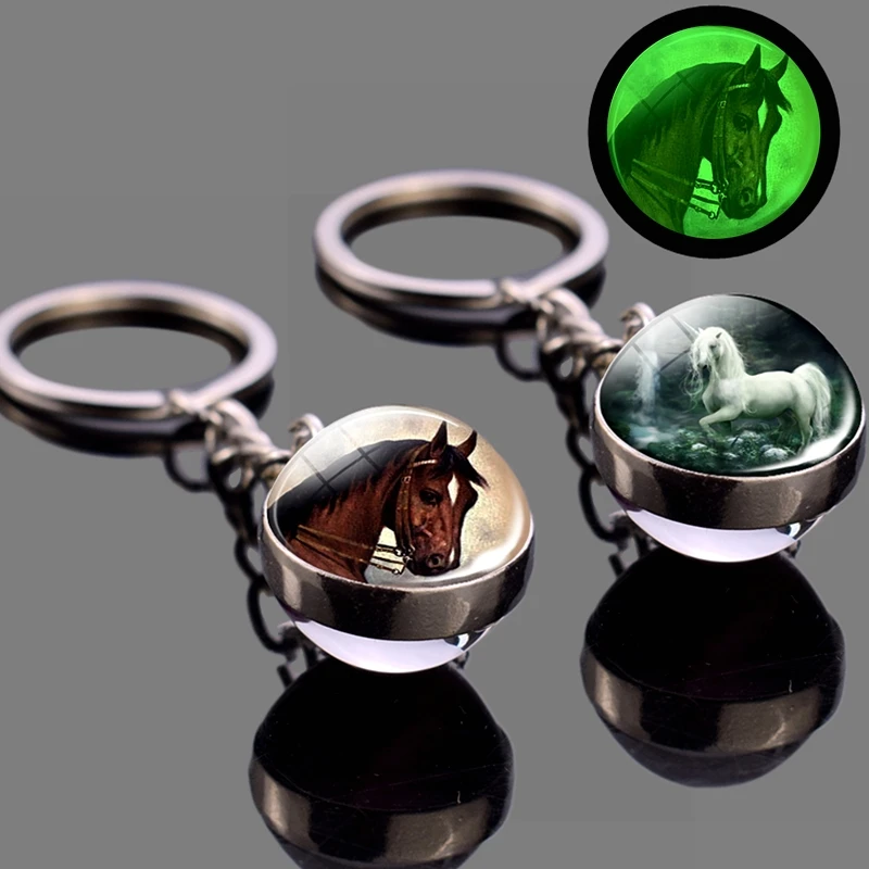 

Glow In The Dark Horse Keychain Glowing Horse Stuff Luminous Horses Glass Ball Key Chain Crazy Horse Lovers Gifts Key Rings