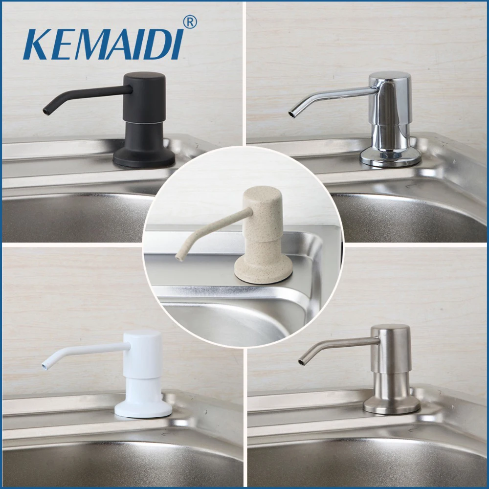 

KEMAIDI Matte Black Soap Dispenser Chrome&Brushed Nickel Countertop Liquid Dish Hand Pump Kitchen Sink Soap Dispenser