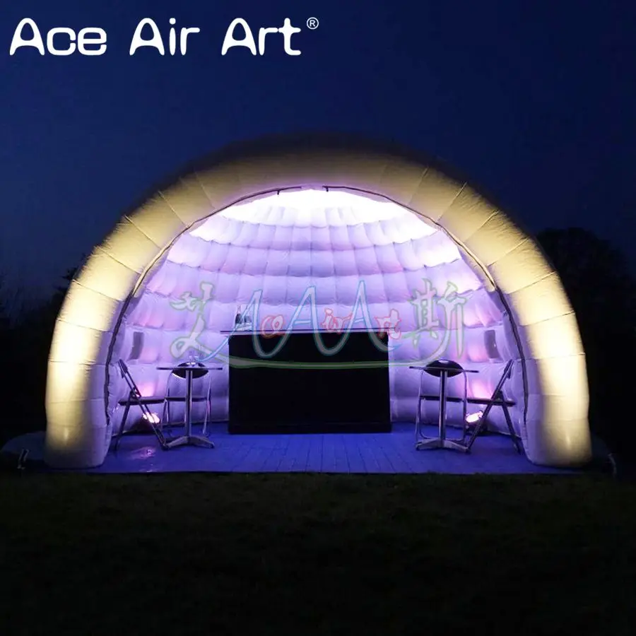 Beautiful Attractive Inflatable Igloo Tent Concession Booth Half Dome with LED Lights on Top for Parties